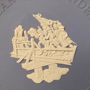 Wedgewood plate Battle of Concord, American Independence blue Jasperware.